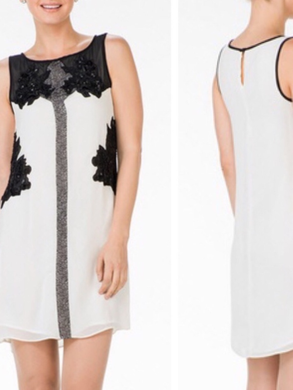 Pearl Georgina Chapman of Marchesa Black & White Cocktail dress Beaded Size 12